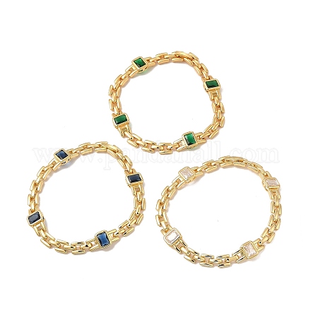Bracelet chaîne à maillons rectangles de verre avec chaînes panthère BJEW-I309-01-1
