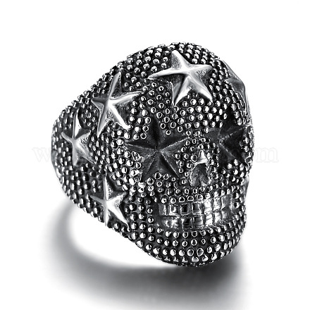 Массивное широкополосное кольцо с черепом и звездой GUQI-PW0001-229C-01-1