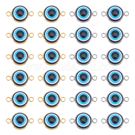 Unicraftale 60 pz 2 colori malocchio connettori charms blu resina eye link charms con 304 doppi anelli in acciaio inossidabile pendenti con connettore da 13.5mm pendenti per orecchini pendenti per bracciale per la creazione di gioielli FIND-UN0001-59-1