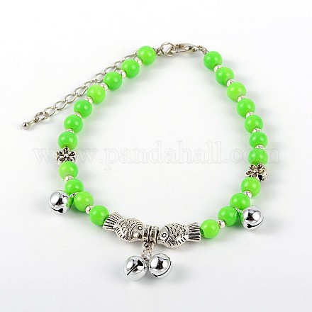 Trendy Painted Glass Beads Anklets AJEW-AN00041-01-1