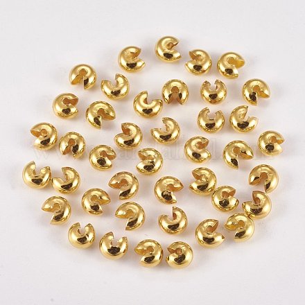 Brass Crimp Beads Covers KK-G311-08G-1