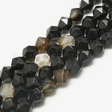 Chapelets de perles perles en agate noire naturelle G-S300-78A-8mm-1