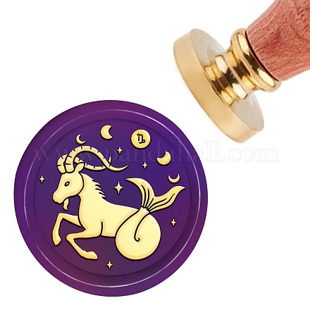Brass Wax Seal Stamp with Handle AJEW-WH0184-0347-1