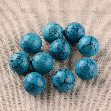 Perles de balle ronde turquoise synthétique G-I174-16mm-03-1