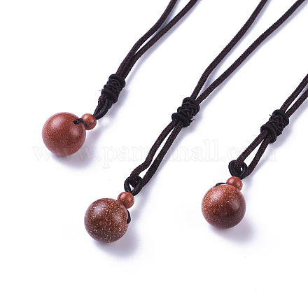 Synthetic Goldstone Pendant Necklaces NJEW-P241-A13-1