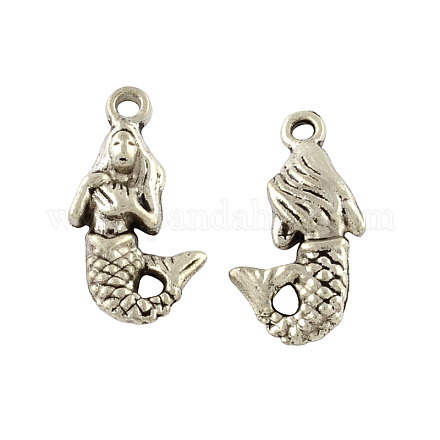 Tibetan Style Alloy Mermaid Pendants TIBEP-Q043-223-RS-1
