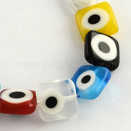 Main carrée perles au chalumeau mauvais œil brins X-LAMP-R004-05-1