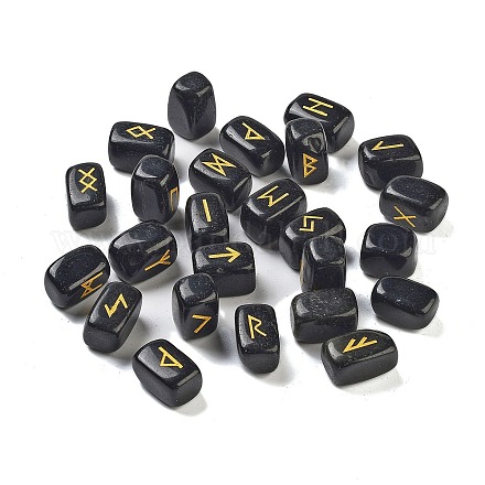Прямоугольные натуральные рунические камни из обсидиана G-Z059-01G-1