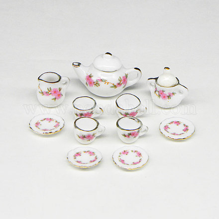 Ensemble de tasses théière miniature en porcelaine ornements PORC-PW0001-053E-1
