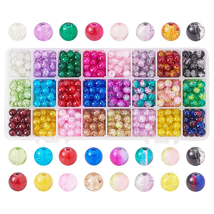 Spray Painted Crackle Glass Beads CCG-PH0002-01-8mm-1
