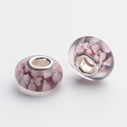 Perles européennes vernissées à gros trou manuelles LPDL-F003-14-1