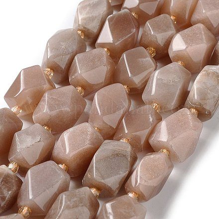 Natural Peach Moonstone Beads Strands G-C182-13-02-1