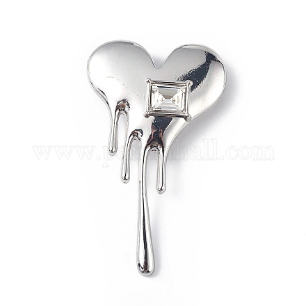 Cubic Zirconia Melting Heart Brooch Pin JEWB-E020-01P-1