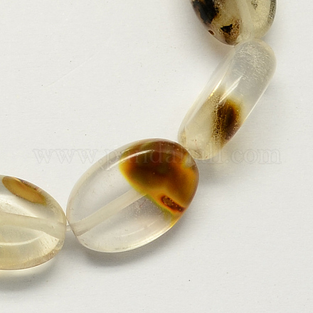 Flat Oval Tigerskin Glass Beads Strands G-S113-24-1