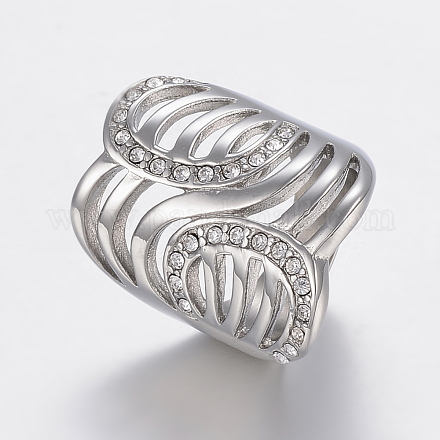 Anillos de dedo de diamante de imitación de 304 acero inoxidable RJEW-H125-70P-17mm-1