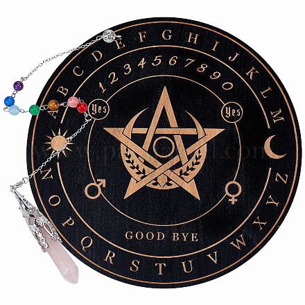 AHANDMAKER Crescent Moon Pentacle Pendulum Board DIY-GA0003-53B-1