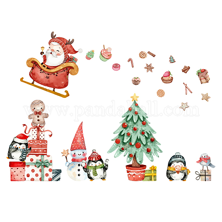 クリスマスPVCウォールステッカー  壁飾り  サンタクロース  800x390mm  2個/セット DIY-WH0228-900-1