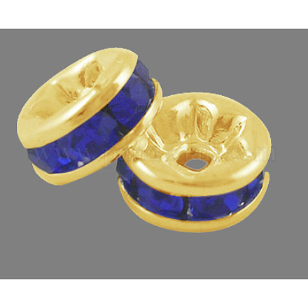 Rondelle del grado de latón dorado un diamante de imitación entrepieza de abalorios RB-F016-05G-NF-1