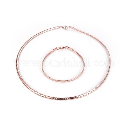 Colliers de choker en 304 acier inoxydable et ensembles de bijoux des bracelets SJEW-L144-A02-RG-1