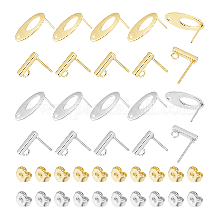 40 шт. 4 шт. фурнитура для сережек-гвоздиков из нержавеющей стали 304 прямоугольной и овальной формы STAS-UN0054-35-1