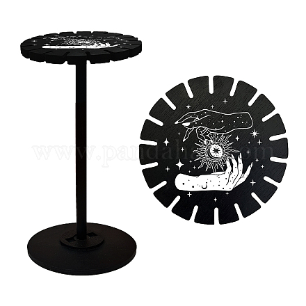 Ahandmaker pendule titulaire cristal étagère en bois pendule roue présentoir noir cristal présentoir pour pendule cristal affichage sorcellerie cadeau organisateur DJEW-WH0046-045-1