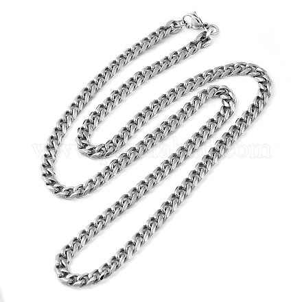 304 collar de cadena de eslabones cubanos de acero inoxidable para hombres y mujeres NJEW-C013-03P-1