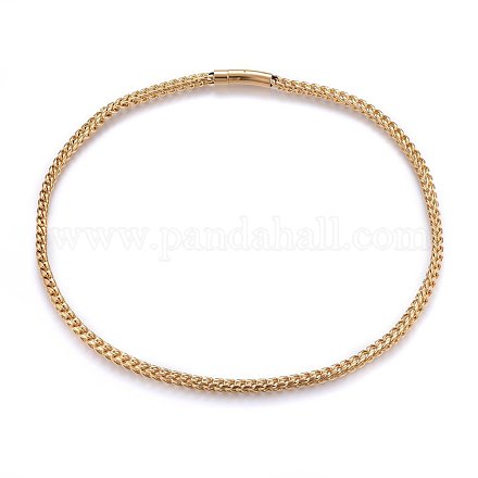 304 Stainless Steel Wheat Chain Necklaces NJEW-H493-16G-A-1