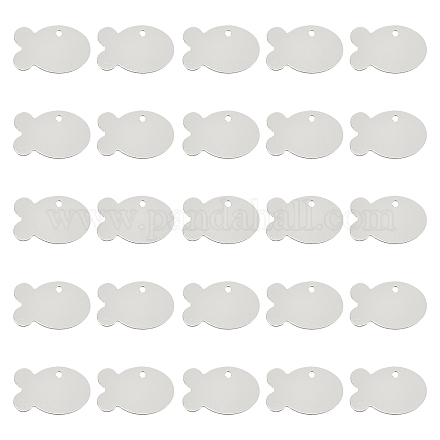 スーパーファインディングアルミペンダント  空白タグのスタンプ  魚  銀  24x38x1mm  穴：3mm  30個/箱 ALUM-FH0001-04-1
