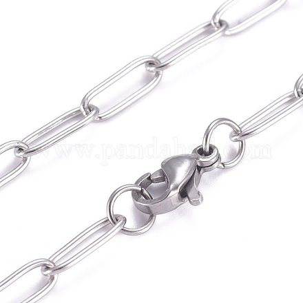304 Stainless Steel Paperclip Chains NJEW-G340-09P-1