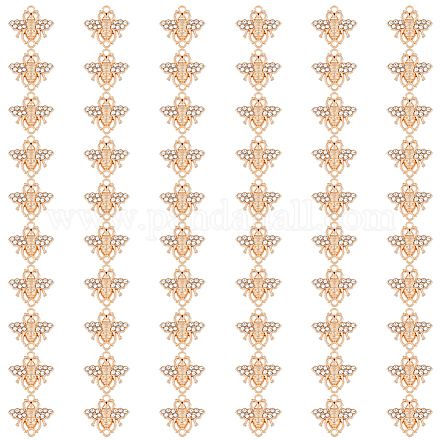 Dicosmetic 60 Uds conector de enlaces de abejas conector de enlaces de abejas encantos de enlace de oro claro colgantes de cristal con doble bucle conector de rhinestone encantos colgante de aleación para la fabricación de joyas ALRI-DC0001-01-1