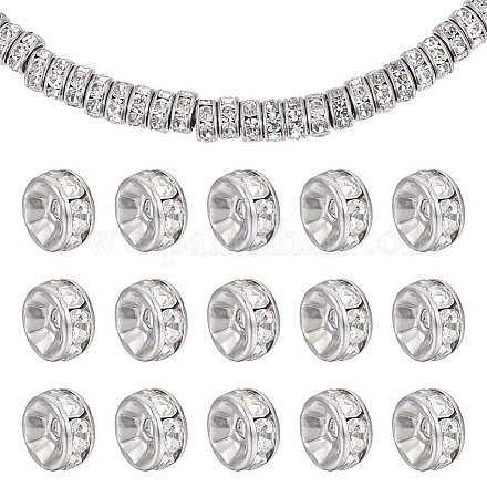 UNICRAFTALE 60pcs 6mm Disc Spacer Beads 316 Stainless Steel with Clear Crystal Rhinestone Beads Flat Round Bead Spacer Rhinestone Bead for Jewelry Making Findings STAS-UN0004-90P-1