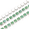 Iron Rhinestone Cup Chains, with Spool, Silver, Medium Aquamarine, 2~2.5x2~2.5x2~2.5mm, about 30.00 Feet(9.14m)/Roll