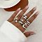 5Pcs Alloy with Crystal Rhinestone Cuff Rings, Teardrop & Wave, Platinum, Inner Diameter: 17mm