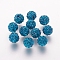 Polymer Clay Rhinestone Beads, Grade A, Round, Pave Disco Ball Beads, Capri Blue, 10x9.5mm, Hole: 1.5~1.8mm