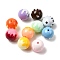 Baking Paint Opaque Acrylic Beads, Round, with Enamel, Mixed Color, 16x15.5mm, Hole: 2mm