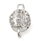 Brass Micro Pave Clear Cubic Zirconia Connector Charms, Round Links, Lead Free & Cadmium Free, Silver, 12.5x7.5mm, Hole: 1.4mm