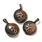 Synthetic Goldstone Pendants, with Brass Findings, Flat Round, 26.5x23x9mm, Hole: 8x5mm