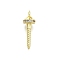 Brass Micro Pave Cubic Zirconia Pendants, Nail, With Jump Ring, Long-Lasting Plated, Lead Free & Cadmium Free, Rack Plating, Real 18K Gold Plated, 19.5x7mm, Hole: 3mm