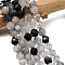 Natural Tourmalinated Quartz/Black Rutilated Quartz Beads Strands, Star Cut Round Beads, Faceted, 9~10x9~10x9~10mm, Hole: 1~1.4mm, about 38~40pcs/strand, 14.88''15.08''(37.8~38.3cm)