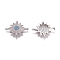 Brass Micro Pave Cubic Zirconia Links connectors, Star, Clear & Sky Blue, Platinum, 30x24.5x4.2mm, Hole: 1.4mm