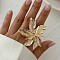 Alloy Finger Rings for Women, Golden, Flower, Inner Diameter: 17.8mm