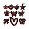 10Pcs Red and Black Double Screen Alloy Pendants, Mixed Shapes, with Jump Ring, Platinum, 13~28x12~25.5x2.5~9.5mm, Hole: 5mm
