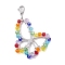 Stainless Steel Glass Pendant Decorations, Butterfly, Stainless Steel Color, 57mm