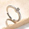 S925 Sterling Silver Adjustable Letter Rings for Women, with Micro Pave Cubic Zirconia, Letter B, 2mm,US Size 5 1/2(16.1mm), Letter: 5x4mm