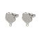 304 Stainless Steel Stud Earring Findings, Flower, Stainless Steel Color, 15x12mm, Hole: 1.8mm, Pin: 0.8mm