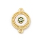 Brass Micro Pave Clear Cubic Zirconia Connector Charms, with Shell, Real 18K Gold Plated, Flat Round, 16x11.5x2.5mm, Hole: 1.2mm