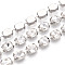 Iron Rhinestone Cup Chains, with Spool, Oval, Platinum, Crystal, 10x8x5.5mm, about 30.00 Feet(9.14m)/Roll