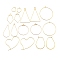 DIY Brass Earring Jewerly Making Findings Kits, Mixed Shapes, Golden, 16~52x15~46.5x0.5~1.5mm, Hole: 1mm