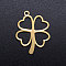 Ion Plating(IP) 304 Stainless Steel Hollow Pendants, Clover, Real 18K Gold Plated, 23x18x1mm, Hole: 1.5mm