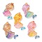 Resin Cabochons, with Paillette, Mermaid, Mixed Color, 32.5x22x7mm